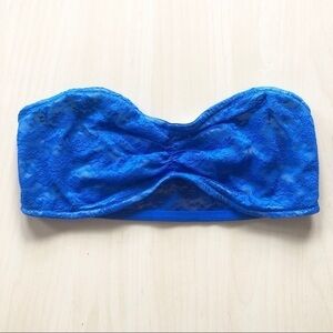 PINK Bright Blue Lace Bandeau Small